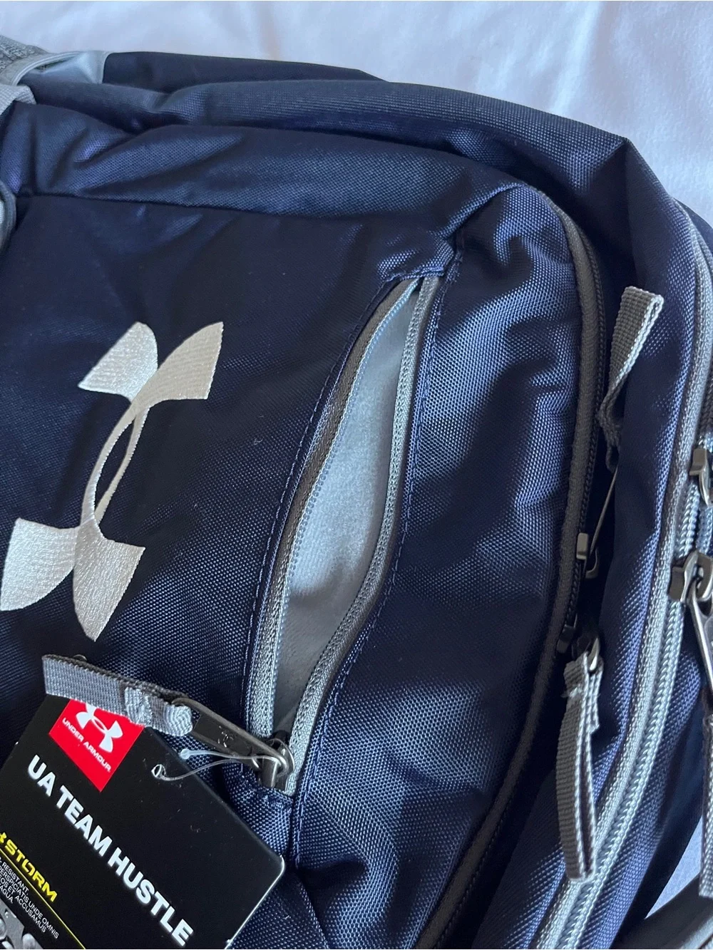 Under Armour UA Team Hustle Storm Backpack Navy Blue Unisex Laptop School Bag